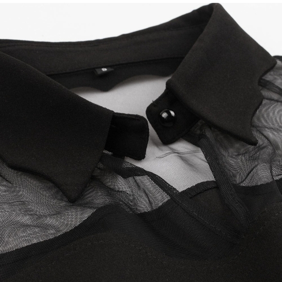 Gossamer BAT Dress Black Women's Long Sleeve Party Dress Midi Sweetheart - Picture 7 of 15